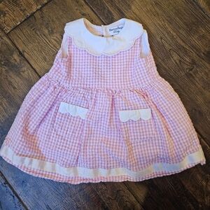 HARTSTRINGS BABY PINK WHITE GINGHAM DRESS SIZE 6-9 MONTHS
